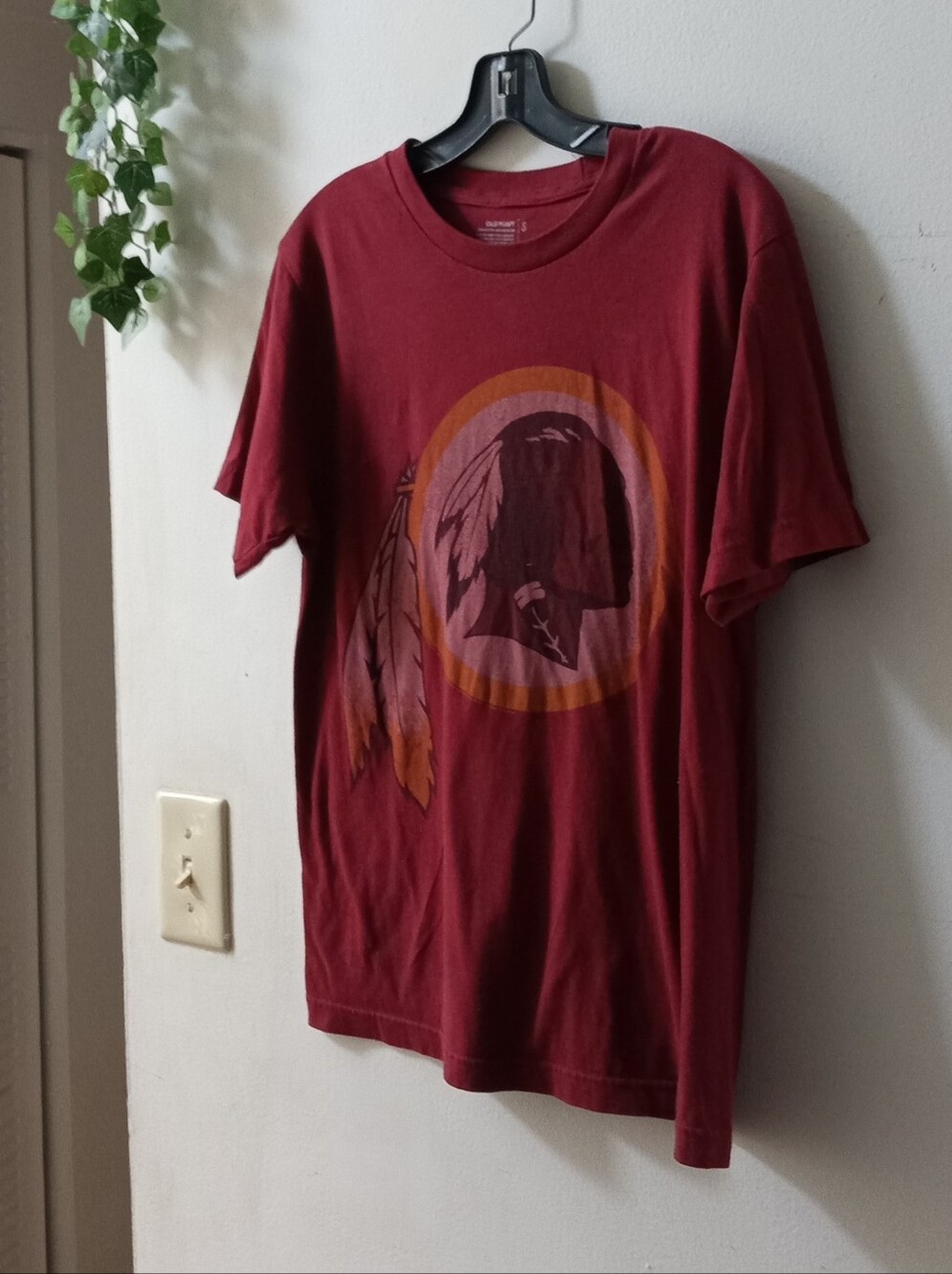 Old Navy Women's Commander's Graphic Tee - Maroon with Orange Accents